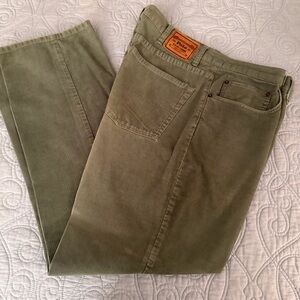 Polo Ralph Lauren Mens 36/31 Olive Green Corduroy Dungarees Cotton Straight Leg